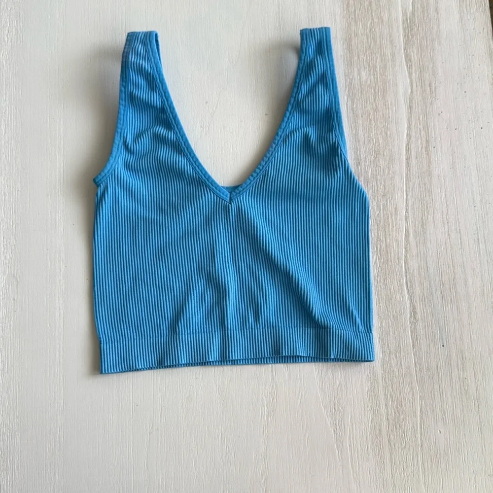 Colsie Vibrant Blue Ribbed Tank Top - Picture 1 of 3